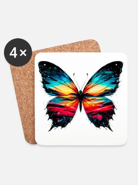 Schmetterling - Untersetzer (4er-Set) - Weiß