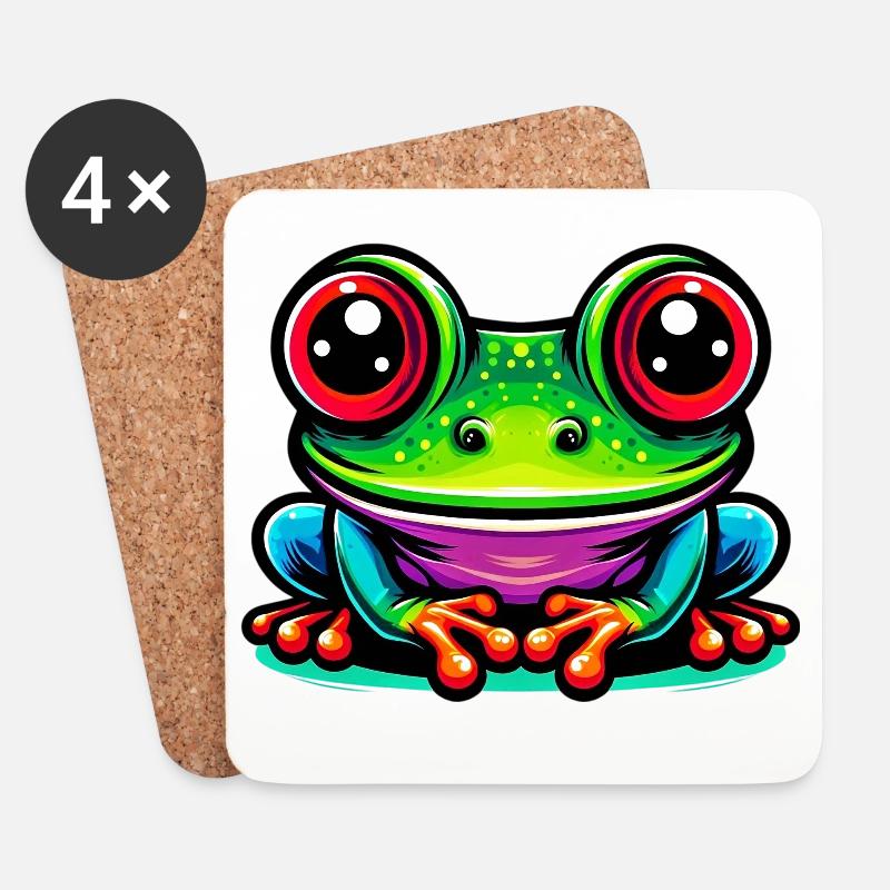 Frosch - Untersetzer (4er-Set) - Weiß