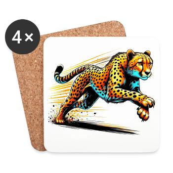 Guépard - Dessous de verre (lot de 4) - blanc - Devant