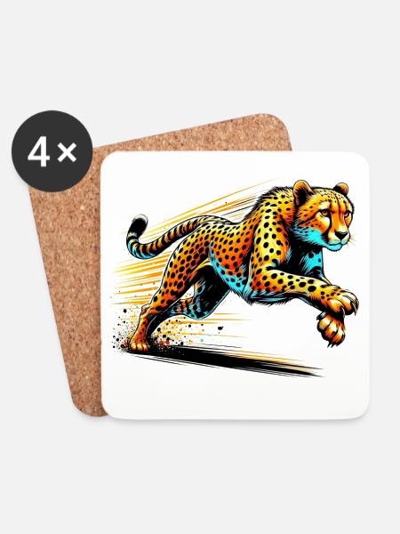 Gepard - Untersetzer (4er-Set) - Weiß
