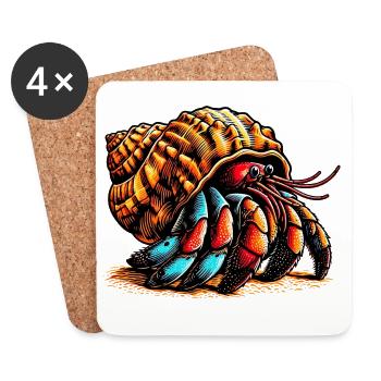 Hermit crab - Coasters (set of 4) - white - Front