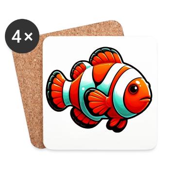 Poisson-clown - Dessous de verre (lot de 4) - blanc - Devant