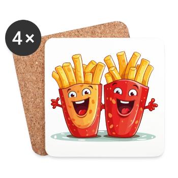 french fries love frieze lover frits face - Coasters (set of 4) - white - Front