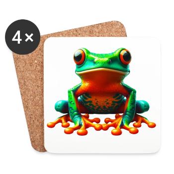 Grenouille - Dessous de verre (lot de 4) - blanc - Devant