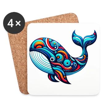 Baleine - Dessous de verre (lot de 4) - blanc - Devant