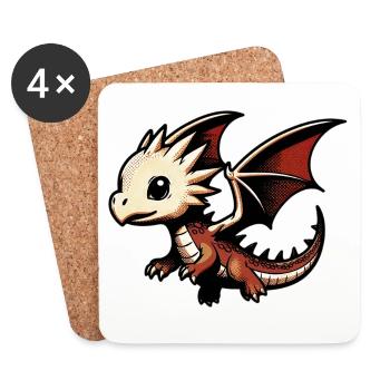 Drache - Untersetzer (4er-Set) - Weiß - Vorne