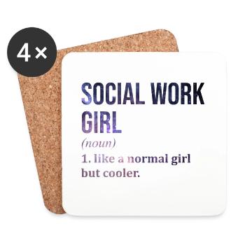travail social - Dessous de verre (lot de 4) - blanc - Devant