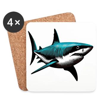 Requin - Dessous de verre (lot de 4) - blanc - Devant