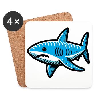 Requin - Dessous de verre (lot de 4) - blanc - Devant