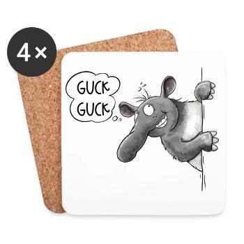 Guck Guck Tapir I Cartoon Tiermotiv - Untersetzer (4er-Set) - Weiß - Vorne