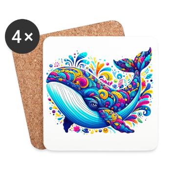 Baleine - Dessous de verre (lot de 4) - blanc - Devant