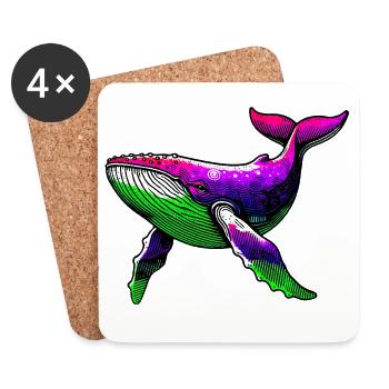 Baleine - Dessous de verre (lot de 4) - blanc - Devant