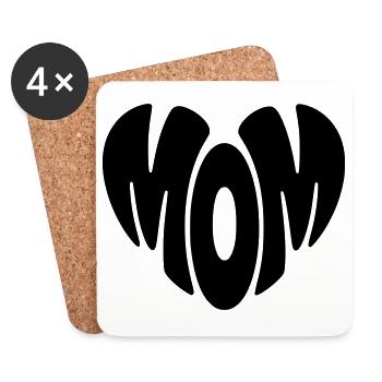 Mom Heart Shape Mom Heart Shape Mother's Day Gift - Coasters (set of 4) - white - Front
