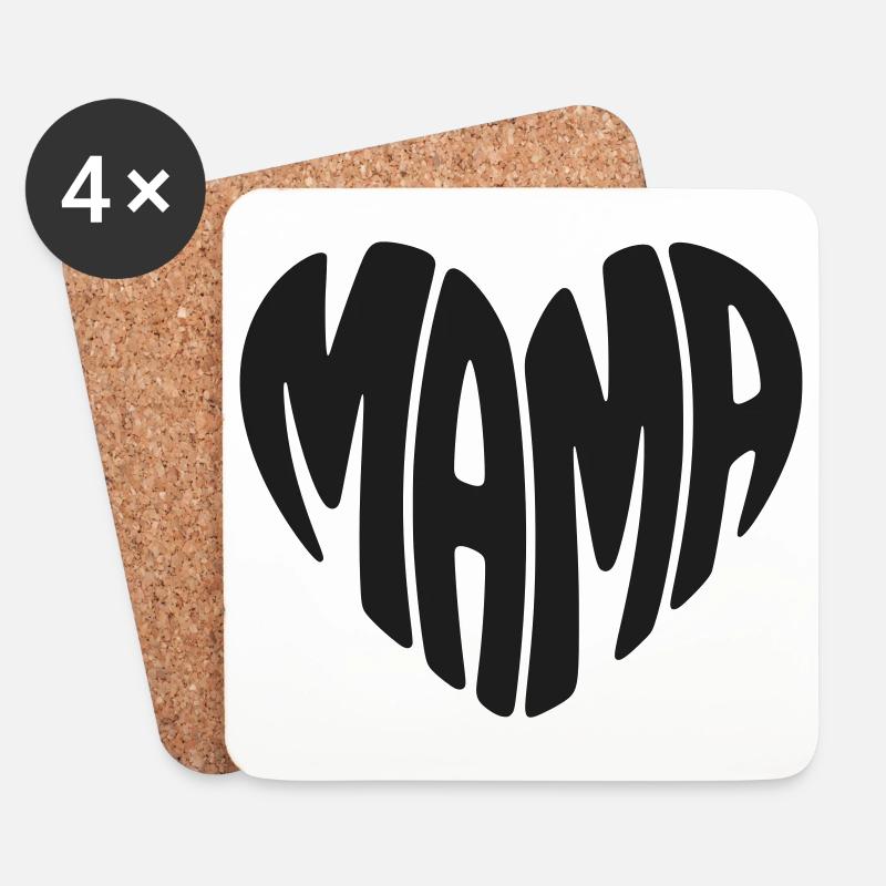 Mama Herz Form Mutter Herzform Muttertag Geschenk - Untersetzer (4er-Set) - Weiß