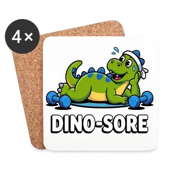 Dino Sore Gym Gewichte heben Fitness Workout - Untersetzer (4er-Set) - Weiß - Vorne