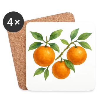 Fruchtige Orangenzweig - Untersetzer (4er-Set) - Weiß - Vorne