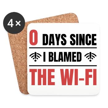 Techie 0 jours depuis que j’ai blâmé le Wi-fi - Dessous de verre (lot de 4) - blanc - Devant