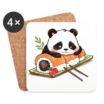Panda Sushi – Oil Painting Anime Style - Untersetzer (4er-Set) - Weiß - Vorne