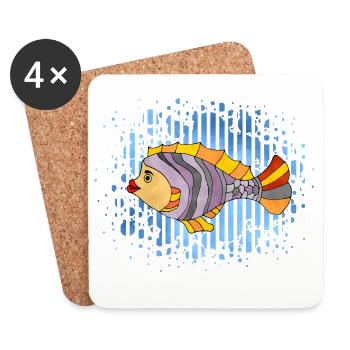 poisson - Dessous de verre (lot de 4) - blanc - Devant