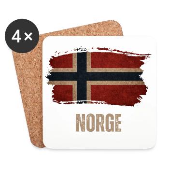 Vintage Norway, Norwegian Flag - Coasters (set of 4) - white - Front