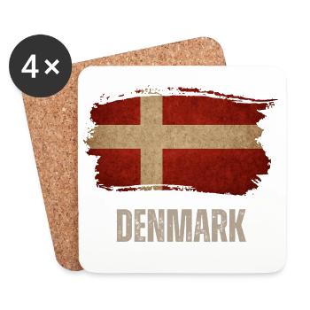 Vintage Denmark, Denmark flag - Coasters (set of 4) - white - Front