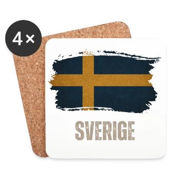 Grunge-Flagge Schwedens, stolzer Schwede - Untersetzer (4er-Set) - Weiß - Vorne
