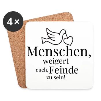 People, refuse to be enemies! - Coasters (set of 4) - white - Front