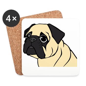 Mops Hunde T-shirt Geschenk Weihnachten - Untersetzer (4er-Set) - Weiß - Vorne