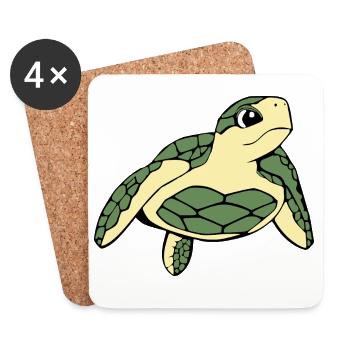 Turtle Turtles - Coasters (set of 4) - white - Front