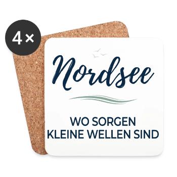 North Sea – Where worries are small waves - Coasters (set of 4) - white - Front