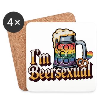 Je suis beersexual - Logo de Cool Beer - Dessous de verre (lot de 4) - blanc - Devant