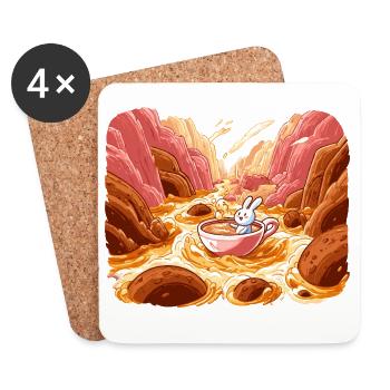Cuddly tea in the lava valley - Coasters (set of 4) - white - Front