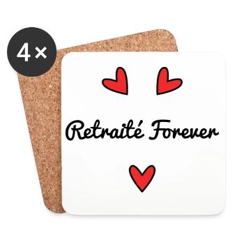 RETRAITE. RETRAITEE. BONNE RETRAITE. ANNIVERSAIRE. - Dessous de verre (lot de 4) - blanc - Devant