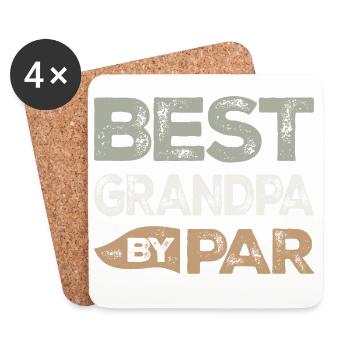 Best Grandpa By Par Funny Golf Grandpa Saying - Coasters (set of 4) - white - Front
