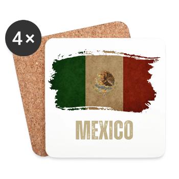 Grunge-Mexiko-Flagge, Ich liebe Mexiko - Untersetzer (4er-Set) - Weiß - Vorne