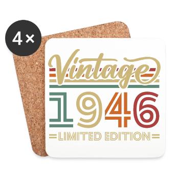 Vintage 1946 Vintage Birthday Retro Gift - Coasters (set of 4) - white - Front