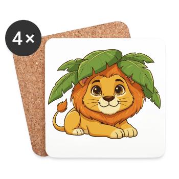 Lion cub under palm trees - Coasters (set of 4) - white - Front