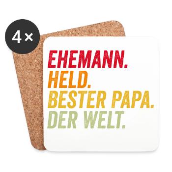 Mari Meilleur Papa Fête des Pères Drôle - Dessous de verre (lot de 4) - blanc - Devant