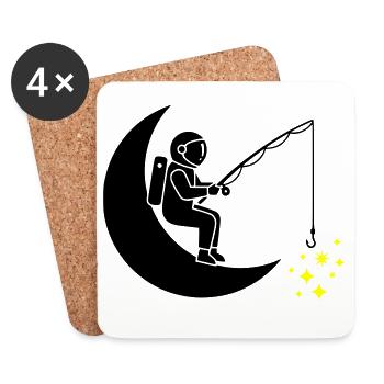 Astronaut Fishing Star Moon - Coasters (set of 4) - white - Front