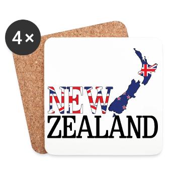 Neuseeland-Landkarte Neuseeländische Flagge - Untersetzer (4er-Set) - Weiß - Vorne