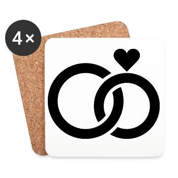 Wedding, Engagement, Wedding Celebration - Coasters (set of 4) - white - Front
