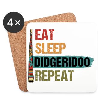Essen Schlaf Didgeridoo Wiederholen - Untersetzer (4er-Set) - Weiß - Vorne
