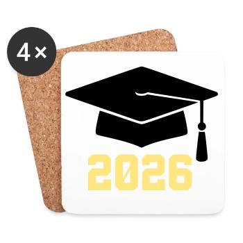 Absolvent 2026 Bachelor Hut - Untersetzer (4er-Set) - Weiß - Vorne