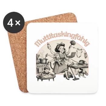 Multitasking? Nein. Muttitasking - Chaos? Läuft! - Untersetzer (4er-Set) - Weiß - Vorne
