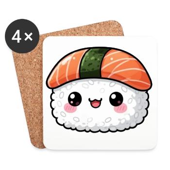 Kawaii Sushi Gift - Coasters (set of 4) - white - Front