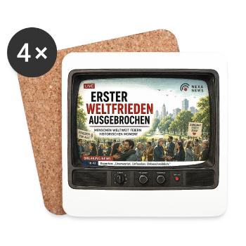 Erster Weltfrieden News TV Spruch - Untersetzer (4er-Set) - Weiß - Vorne