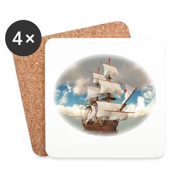 Pirate ship on the open sea - Coasters (set of 4) - white - Front