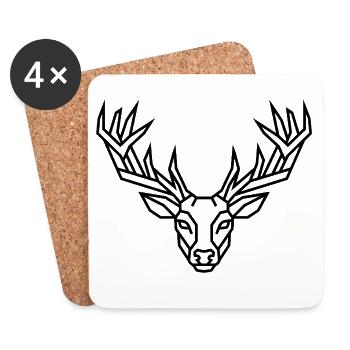 Bois géométriques de cerf - Dessous de verre (lot de 4) - blanc - Devant