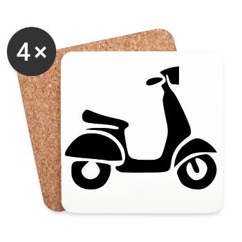 Scooter Black Bike Biker Gift - Coasters (set of 4) - white - Front