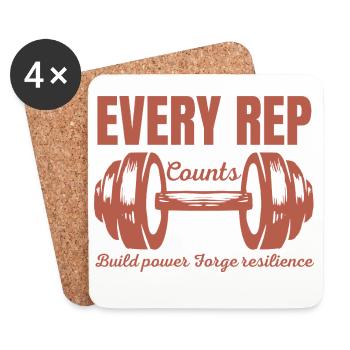 Every Rep Counts Barbell Fitness Gym Motivation - Coasters (set of 4) - white - Front
